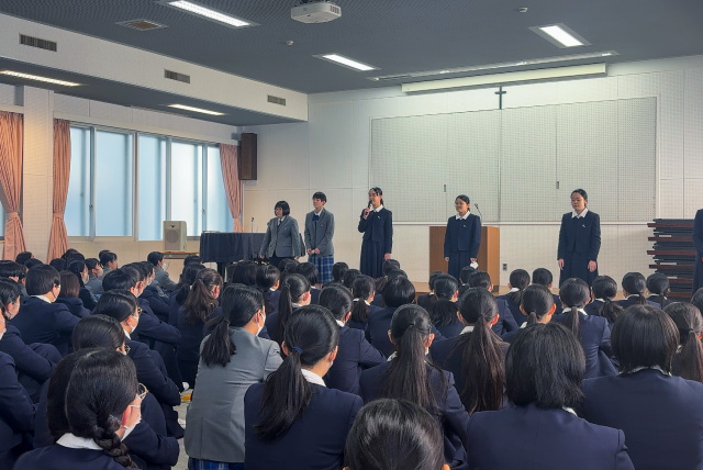 【中学】合同朝礼を実施しました（1/28・水）